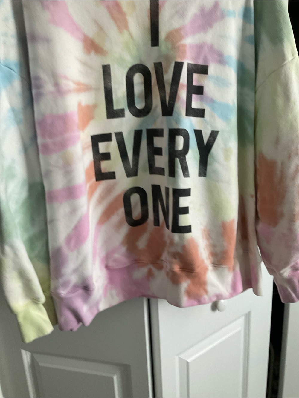 Cinq a Sept sweatshirt which says” I LOVE EVERY ONE”